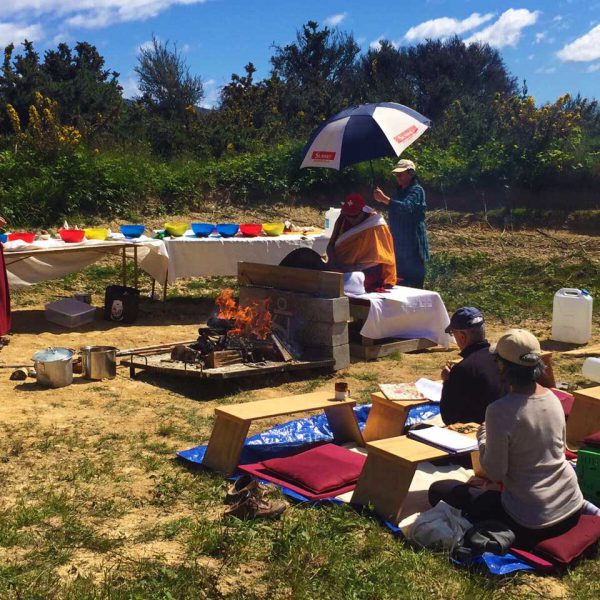 Fire puja on the land